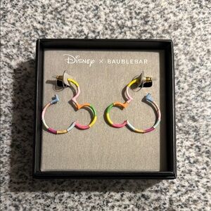 NIB BaubleBar Mickey Hoop Earrings Multicolor